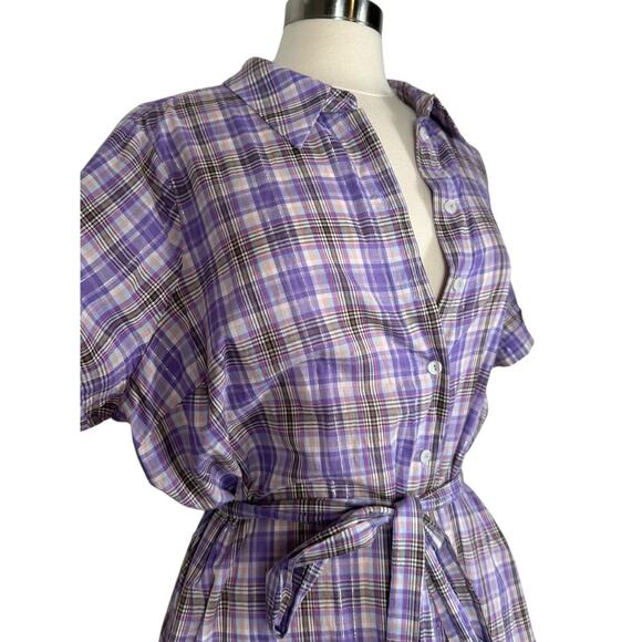 ModCloth Plaid To Know You Shirt Dress Plus Size 1X Purple Lavender - Picture 2 of 16